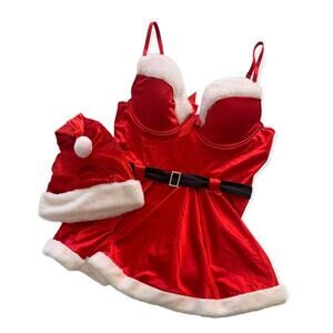 Yandy Christmas Sexy Santa Red & White Babydoll Women’s Halloween Costume 1X/2X
